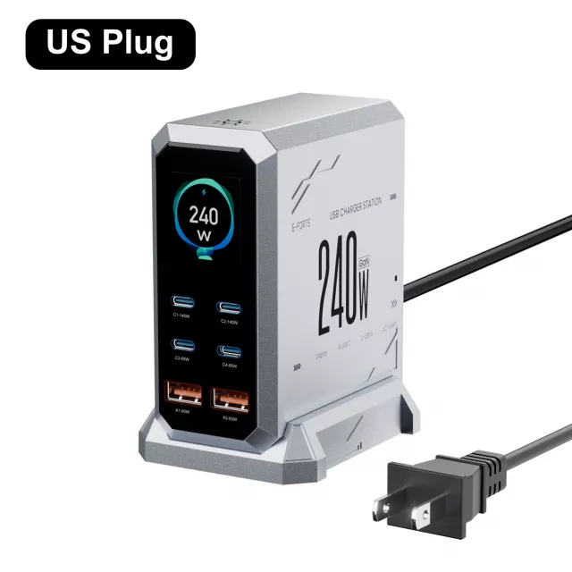 240W 6-Port GaN Fast Charging Station with PD3.1 Digital Display view 2