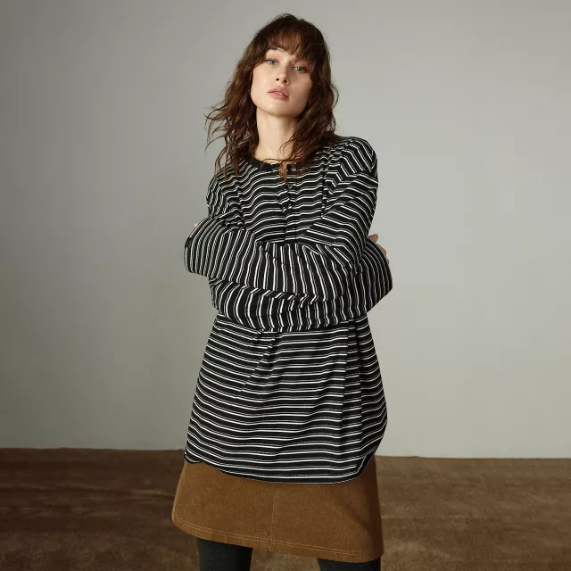 Women’s Winter Striped Long-Sleeve Knit Tee