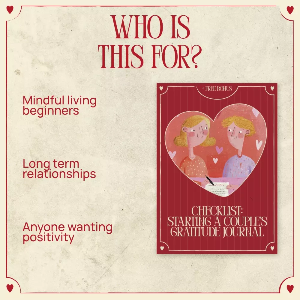 Checklist: Starting a Couple’s Gratitude Journal | Simple Digital Checklist for Couples | Relationship & Mindfulness Tool