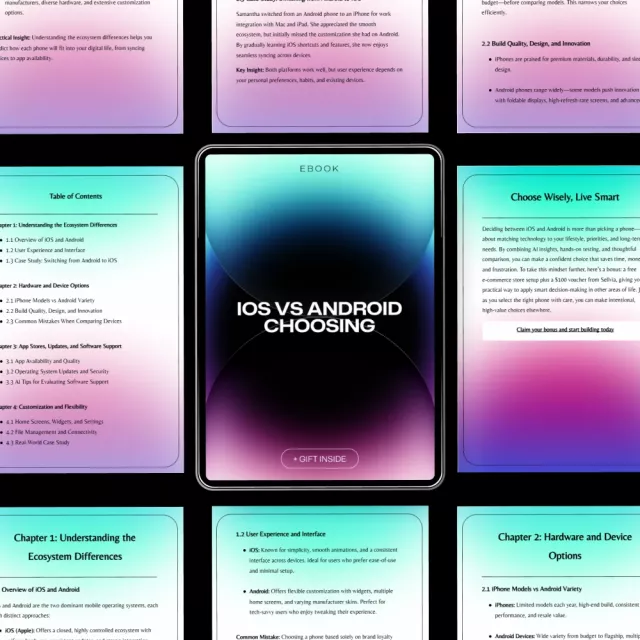 iOS vs Android Choosing | Smart Phone Comparison Guide Ebook | ios vs android Decision Checklist for Buyers