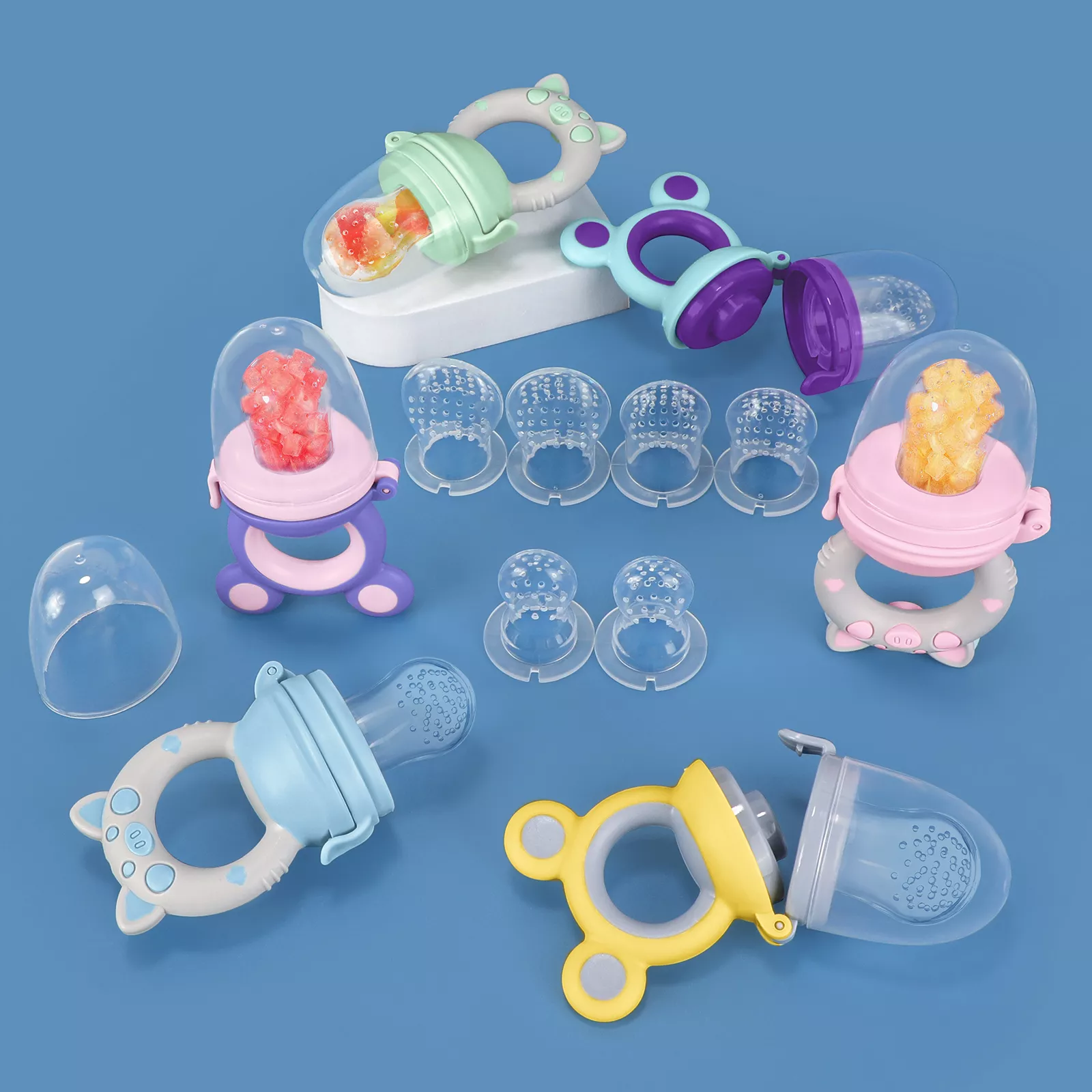 Silicone Baby Fruit Feeder Teething Pacifier Set 8 Pieces