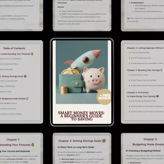 Smart Money Moves: A Beginner’s Guide to Saving – Practical Ebook on How to Start Saving Money, Budgeting Tips & Simple Savings Plan for Beginners