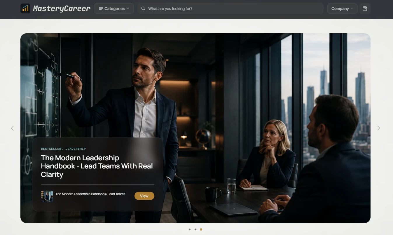 Homepage of the MasteryCareer career-and-business store design