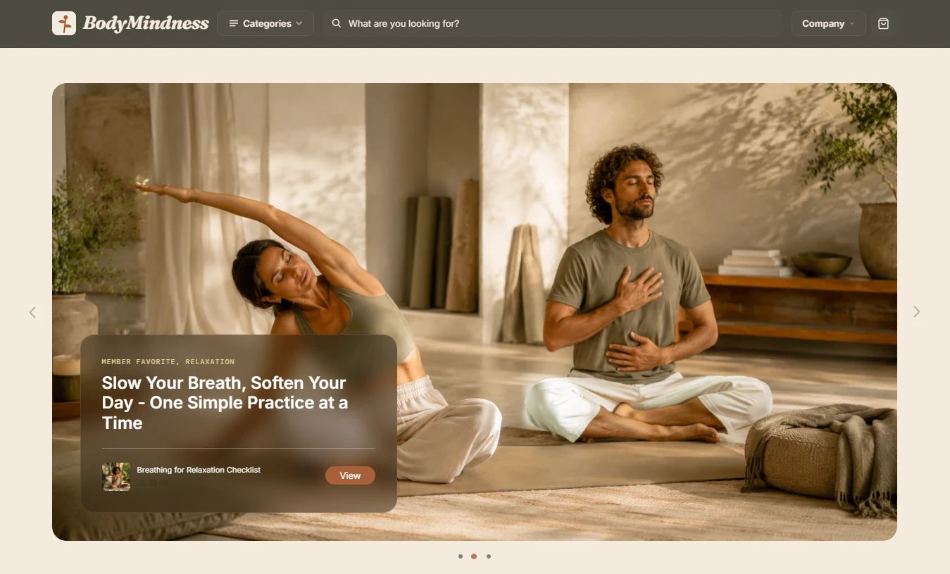 Homepage of the Health & Wellness storefront design