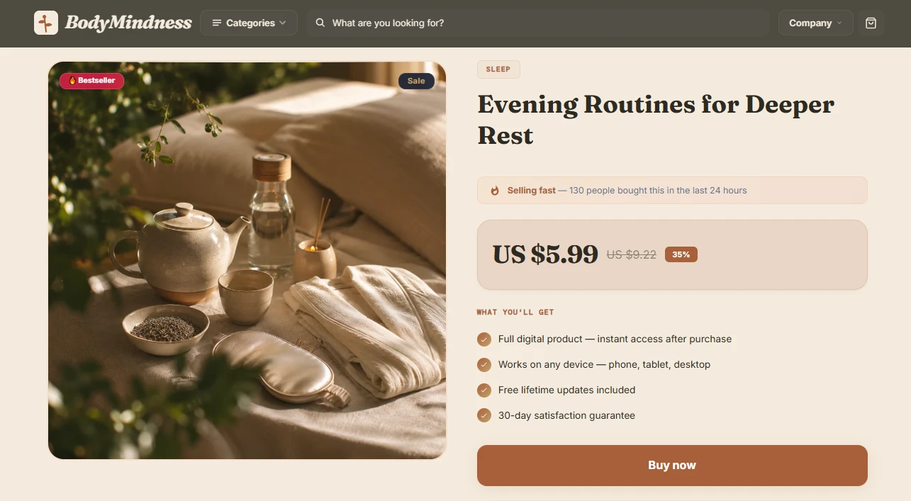 Product page of the Health & Wellness storefront design