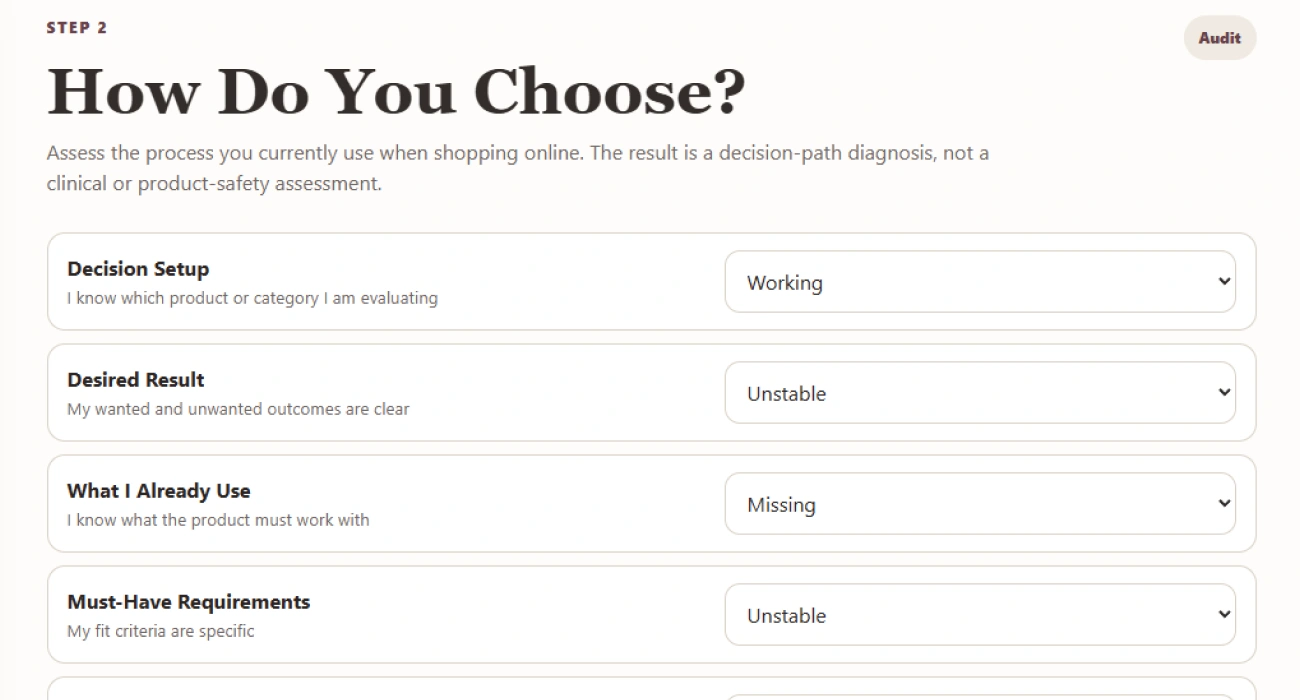 The second step, auditing the buyer's own decision process