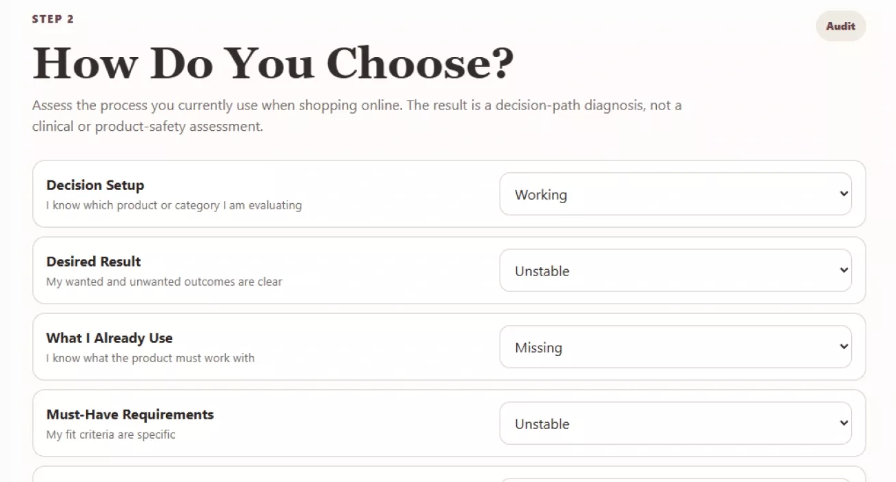 The second step, auditing the buyer's own decision process