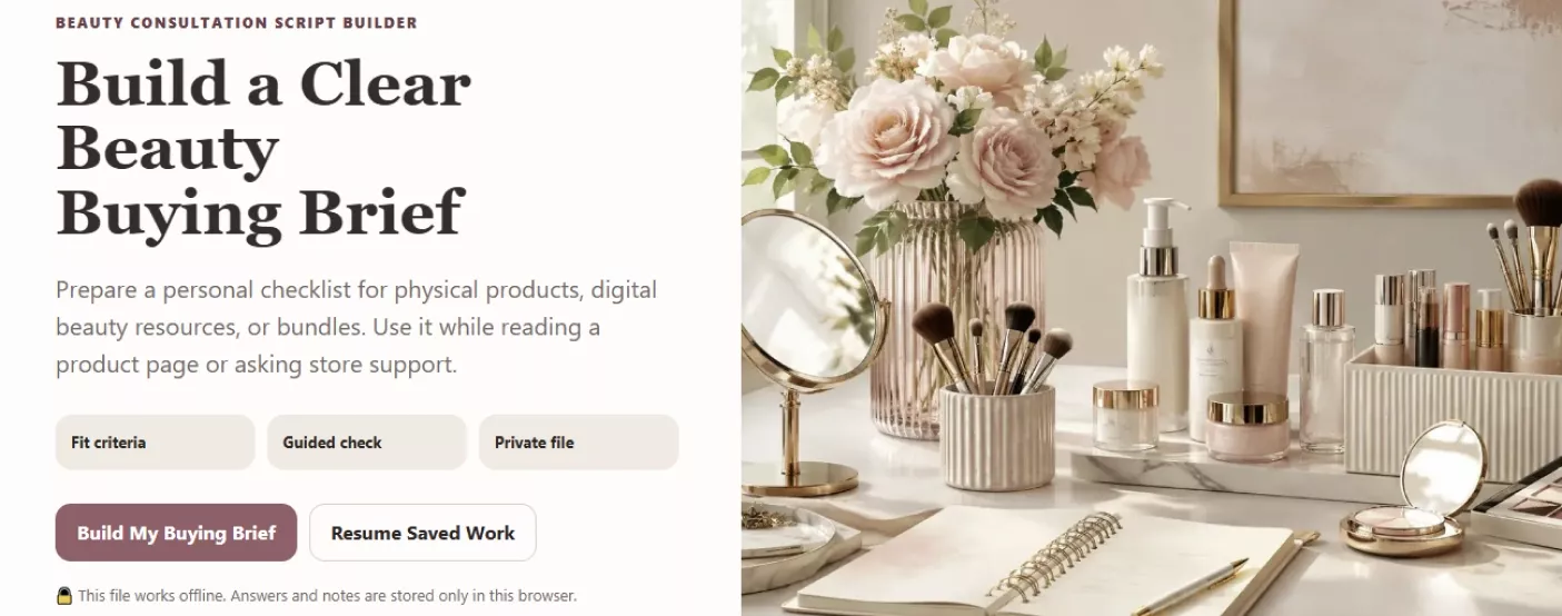Opening screen of the beauty consultation script builder