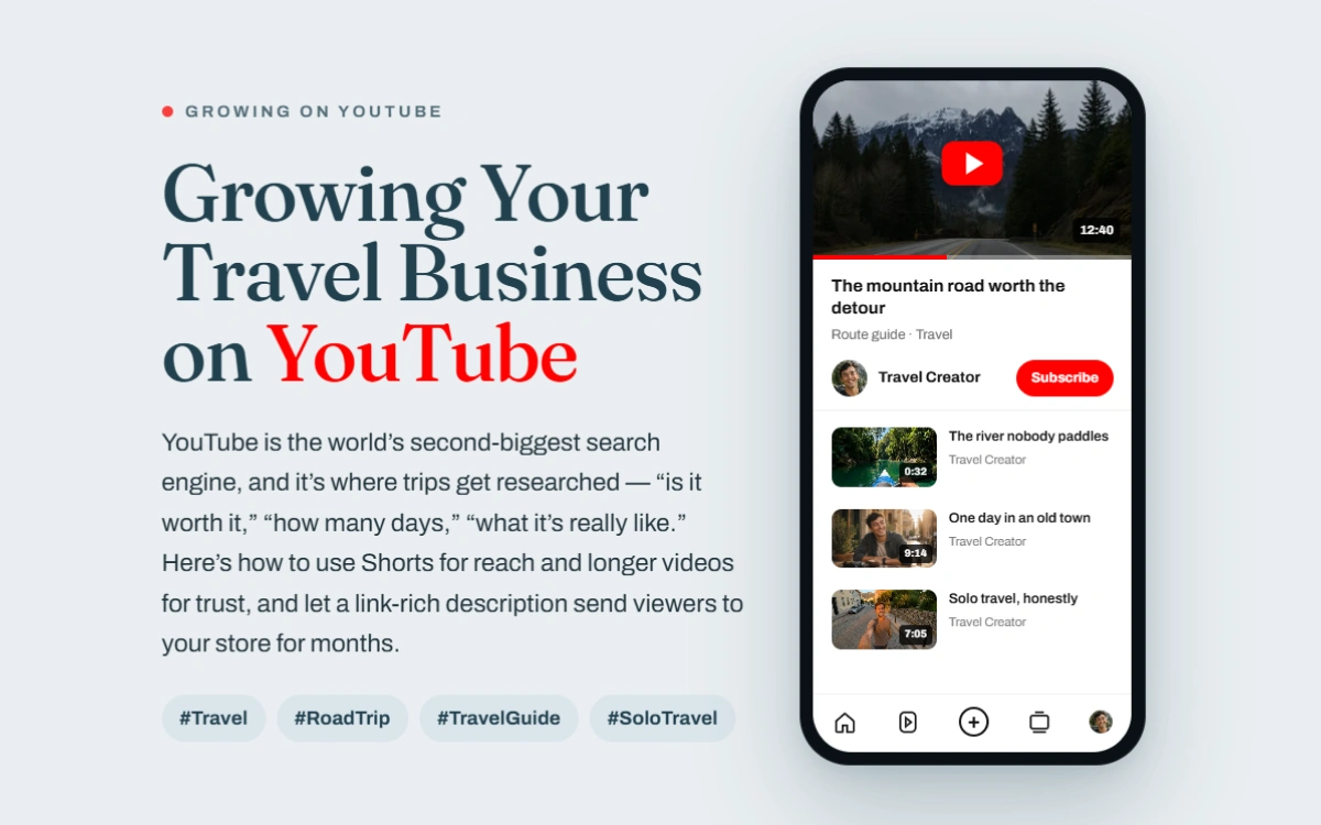 Opening screen of the travel YouTube guide