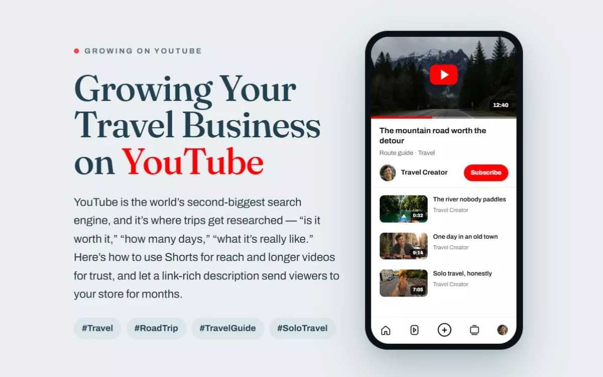 Opening screen of the travel YouTube guide