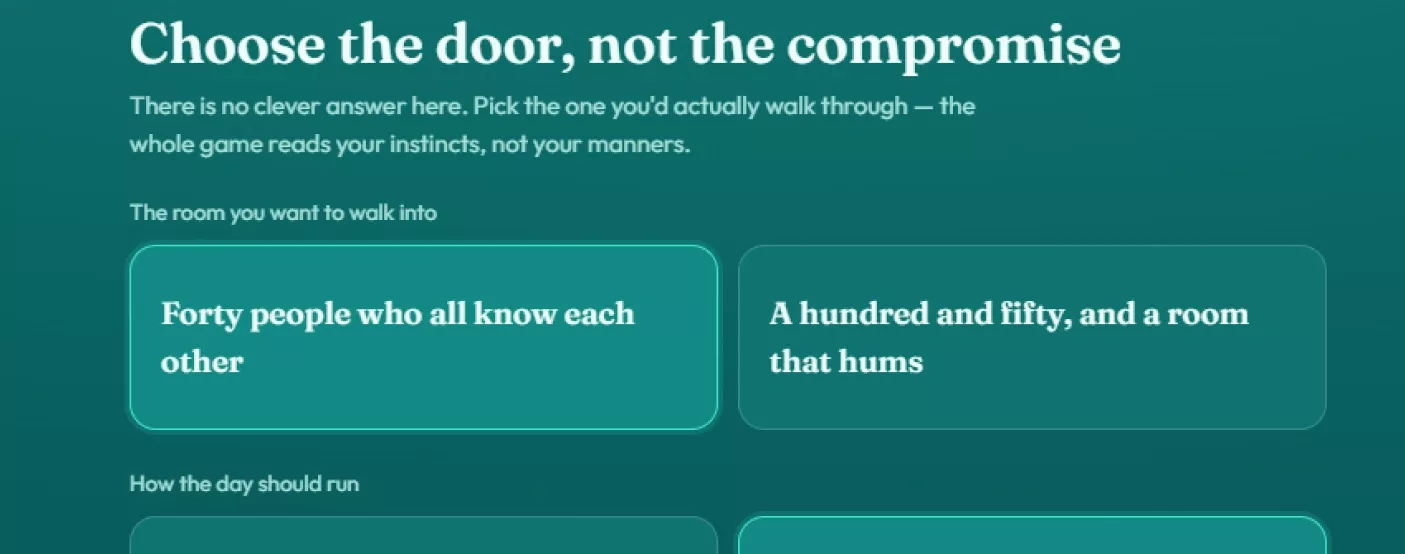 A round asking the player to choose between two versions of the room they want