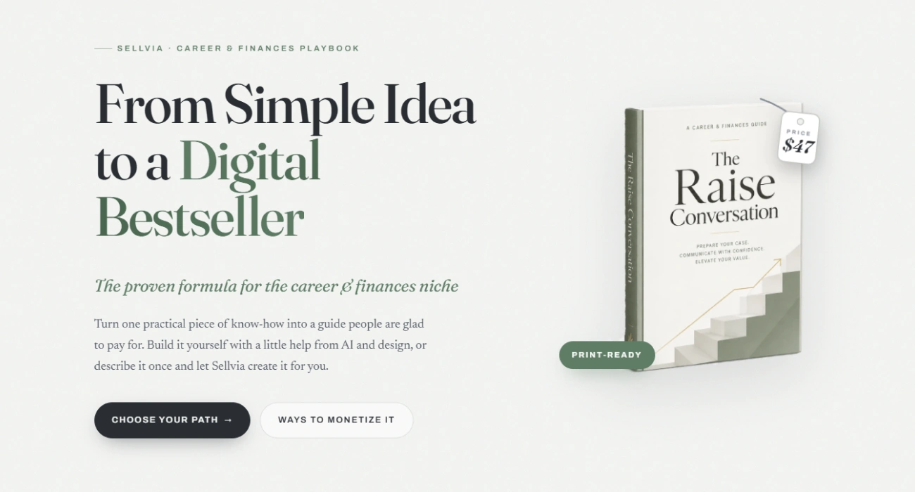 Opening screen of the career and finances playbook showing a finished guide with a price tag