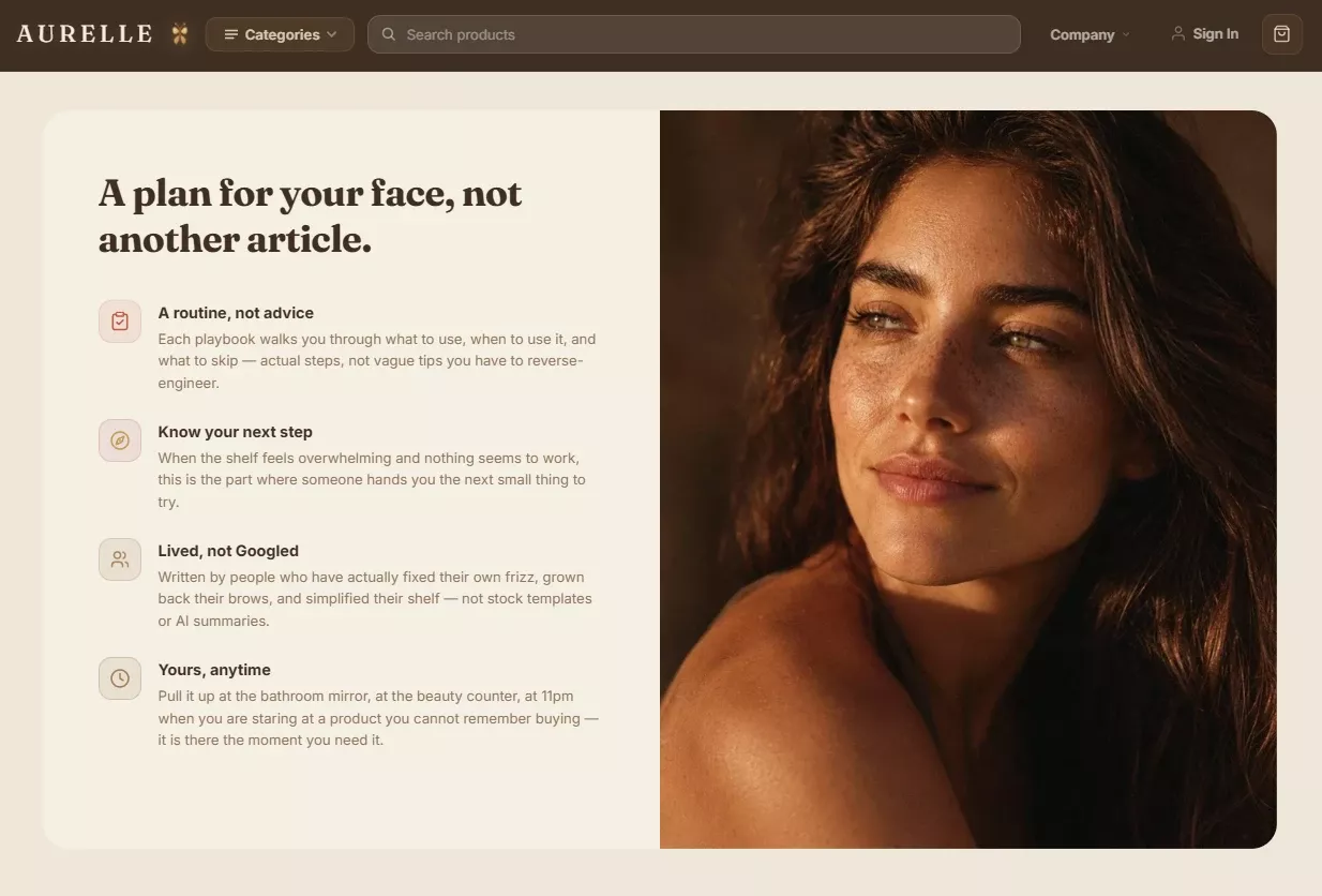 Trust pillars — beauty storefront credibility block