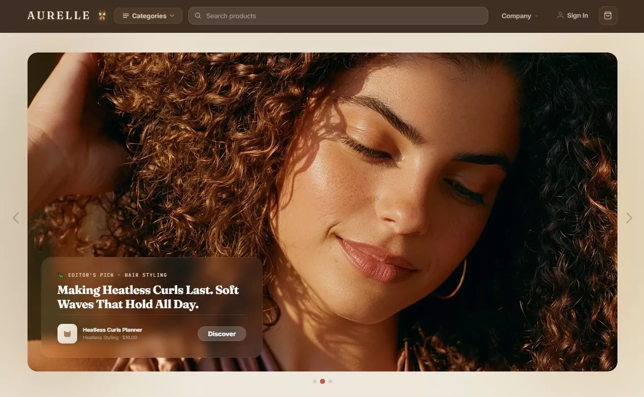 Makeup and beauty store homepage hero