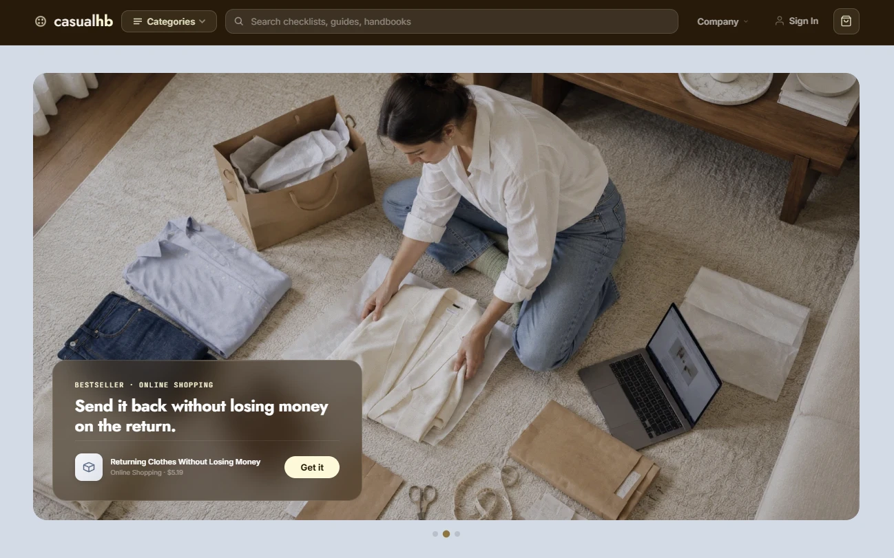 Homepage of the everyday style and wardrobe store design