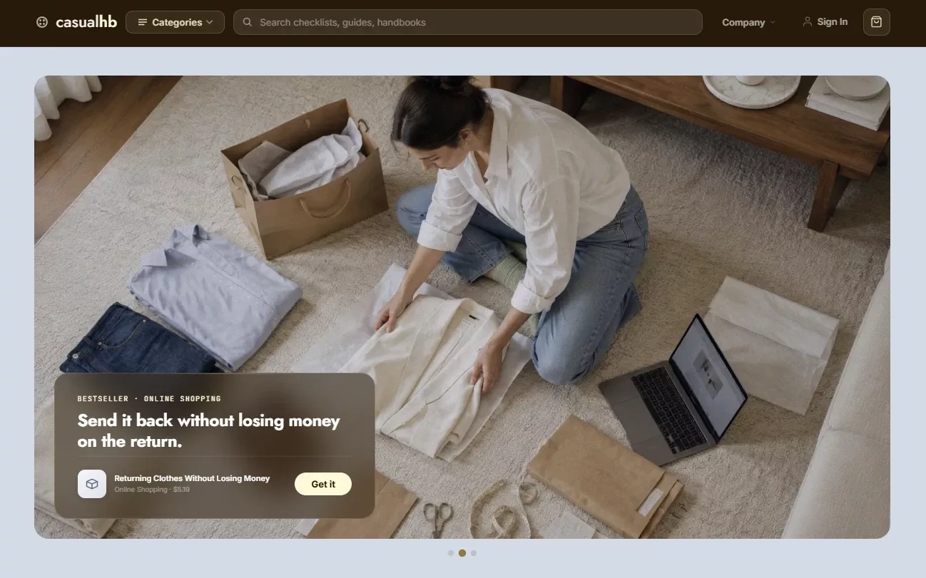 Homepage of the everyday style and wardrobe store design