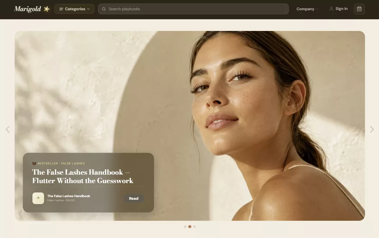 Homepage of the skincare and self-care store design