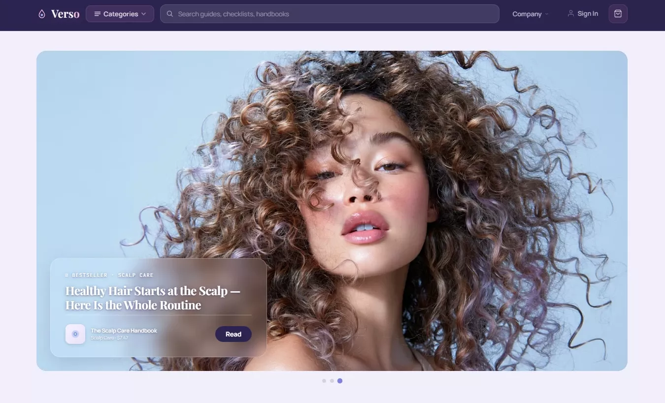 Homepage of the beauty store design