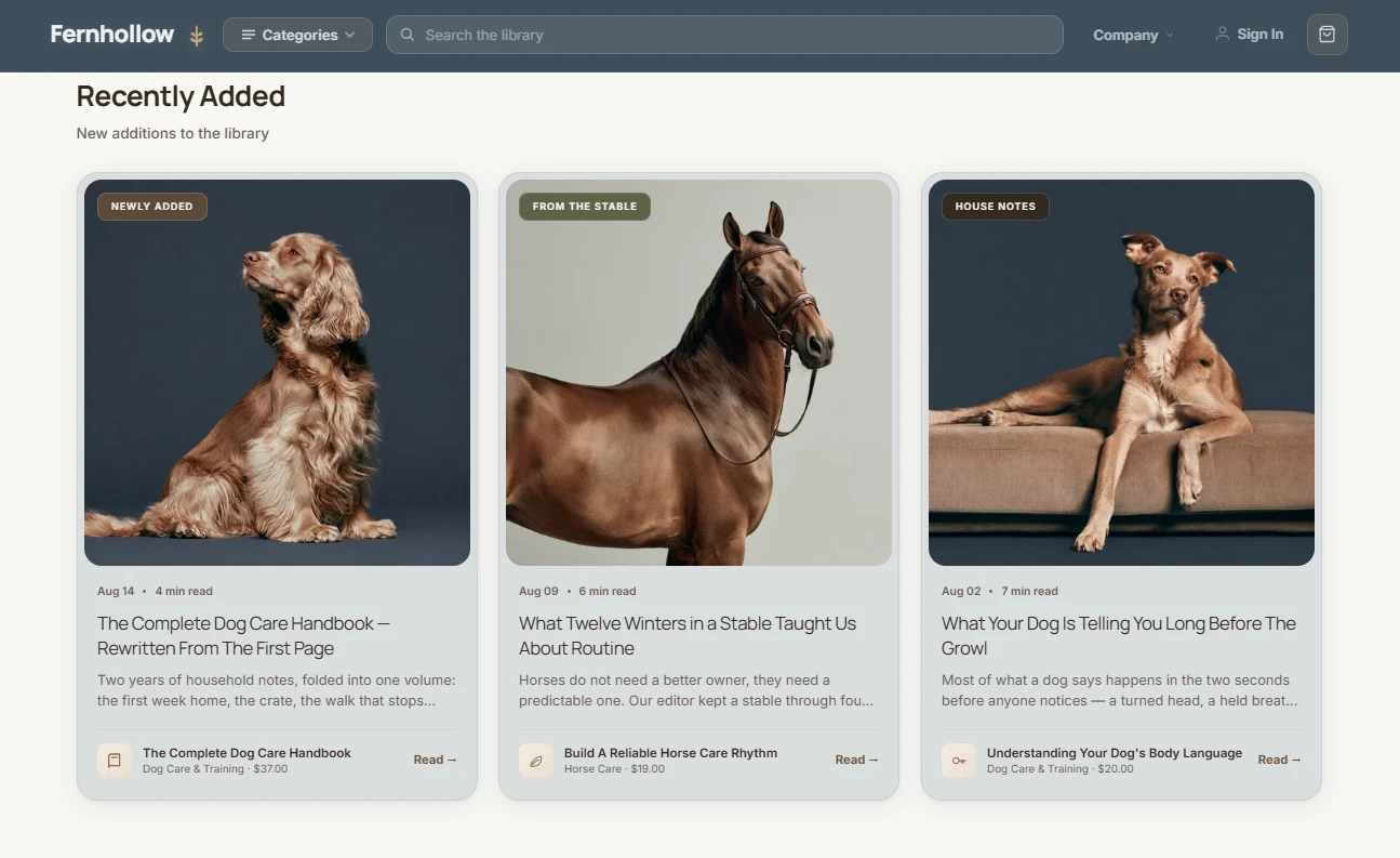 Product listing of the pet health and wellness store design