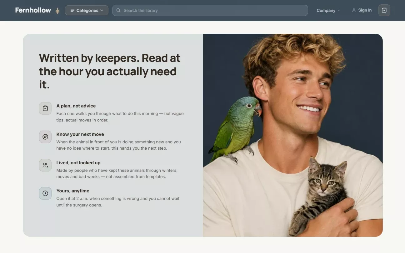 Trust section of the pet health and wellness store design