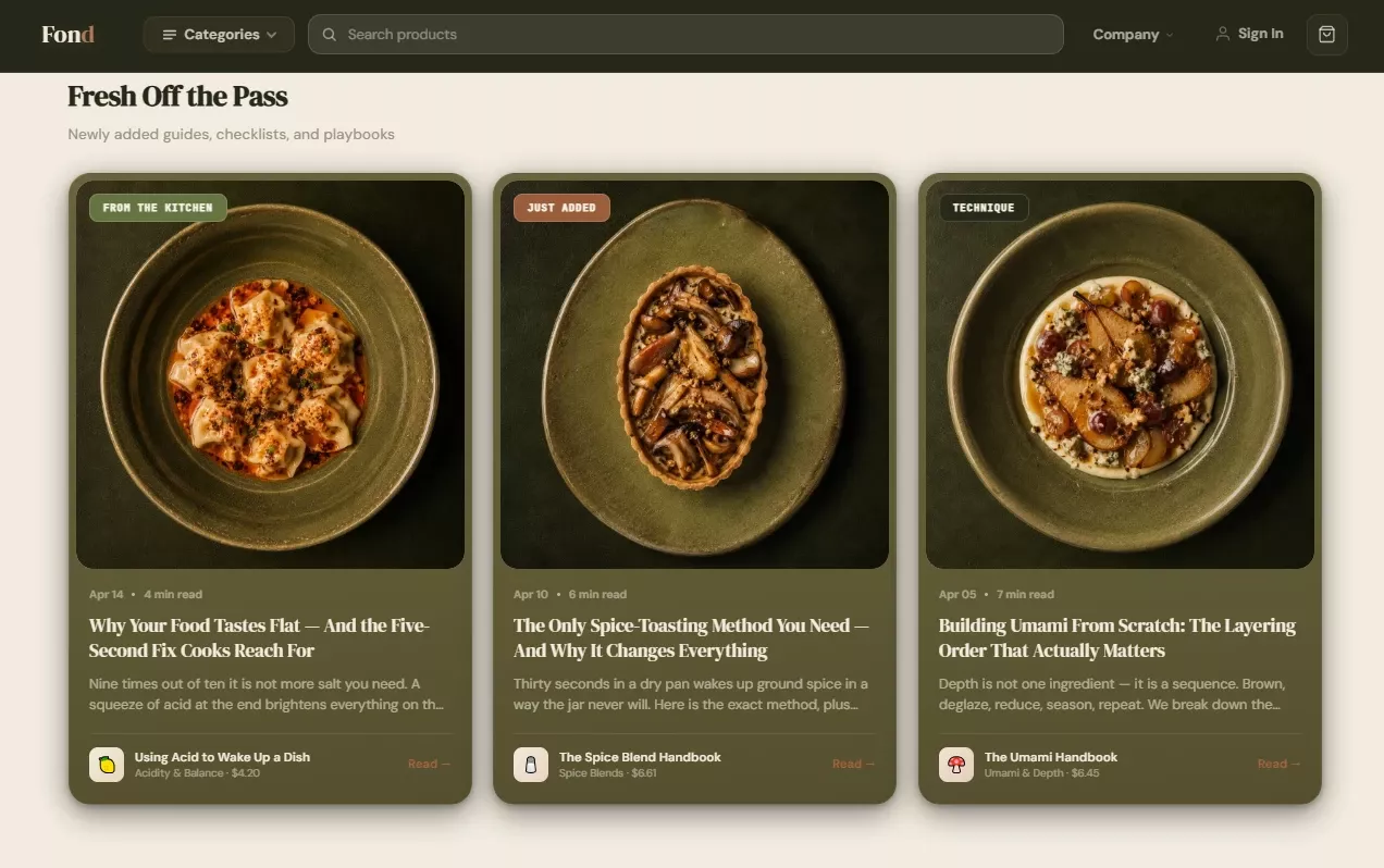 Fresh Off the Pass section of the kitchen and cooking store design