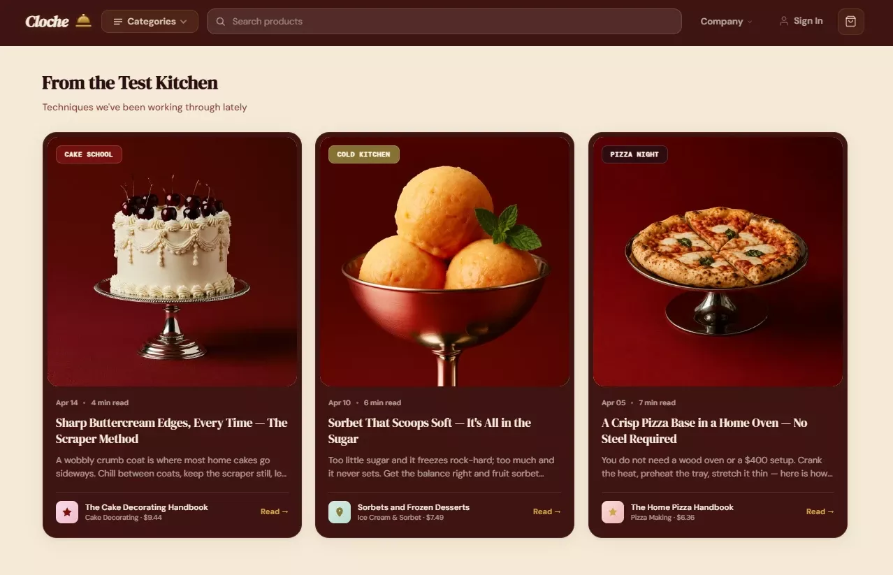 From the Test Kitchen section of the cooking store design
