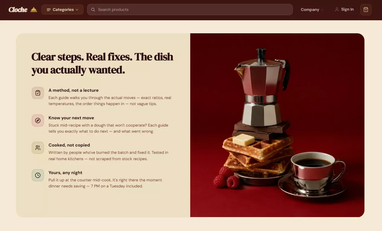 Trust section of the cooking store design