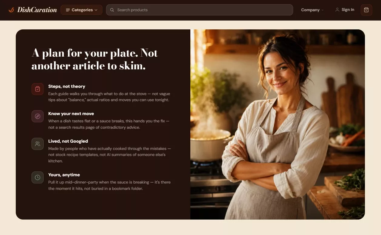Trust section of the food and cooking store design