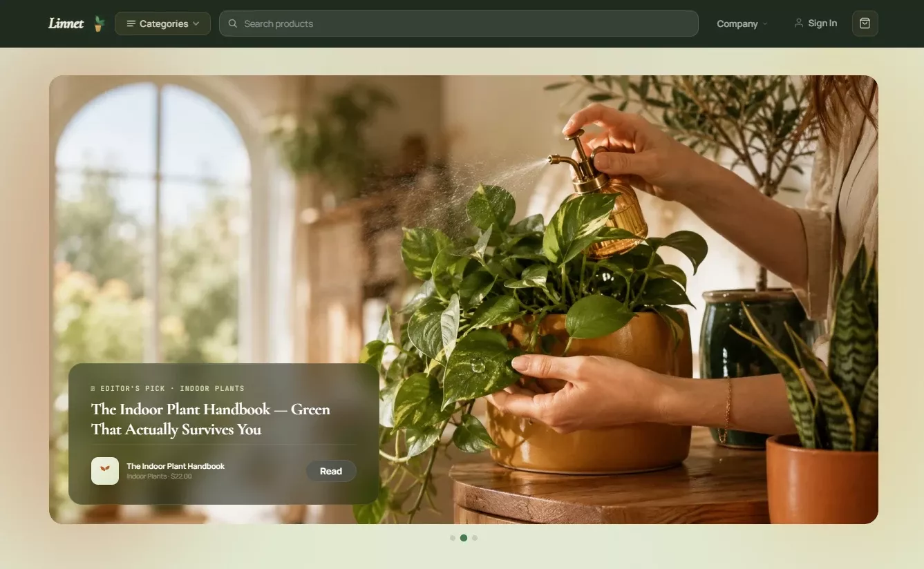 Homepage of the cozy home and family living store design