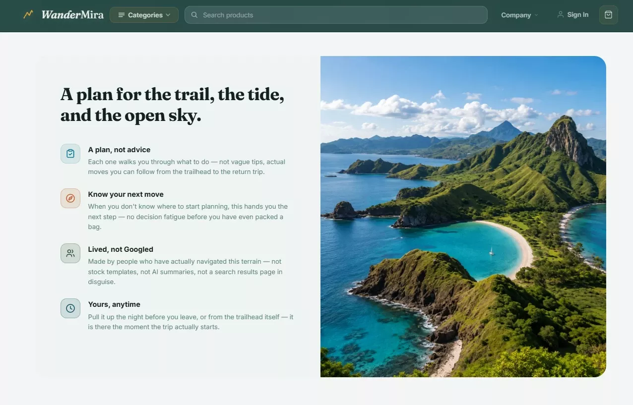 Trust section of the outdoor travel store design