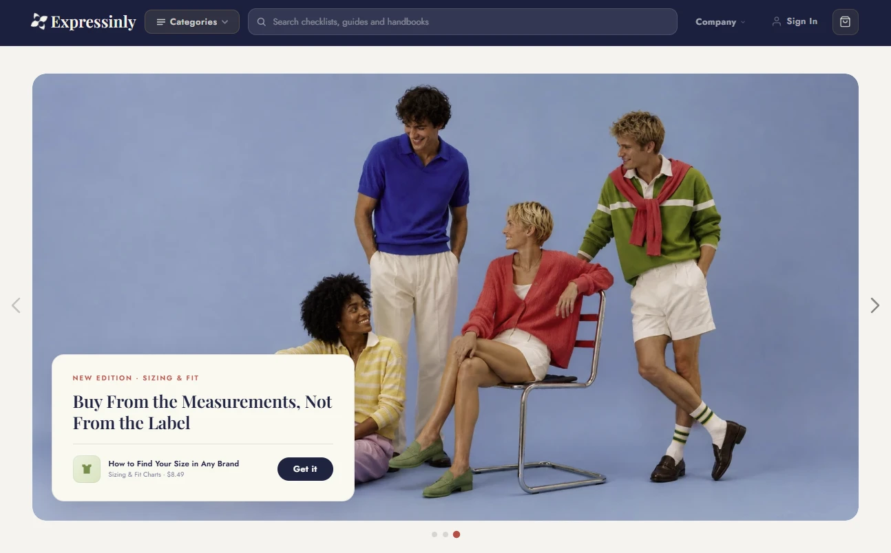 Homepage of the style and fashion store design