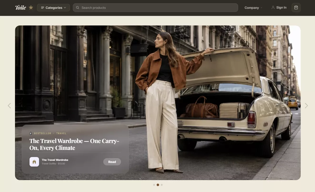 Homepage of the wardrobe planning store design