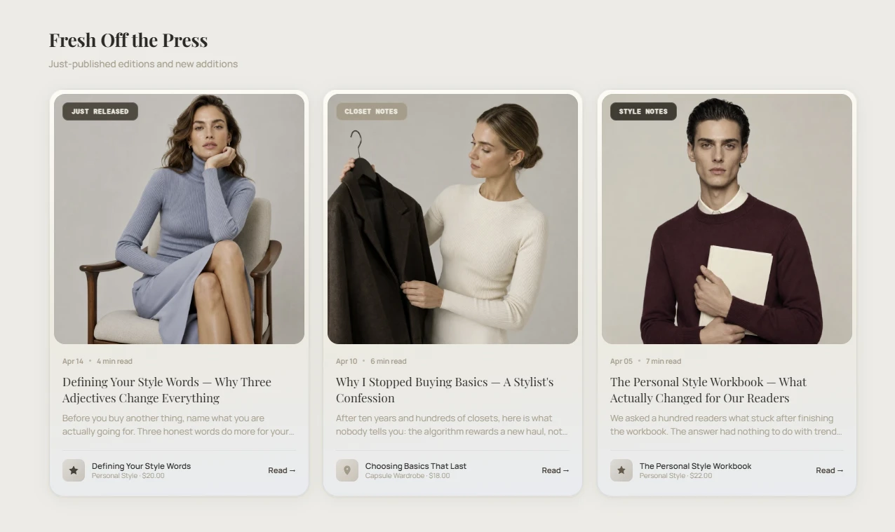 Fresh Off the Press section of the fashion and occasion style store design