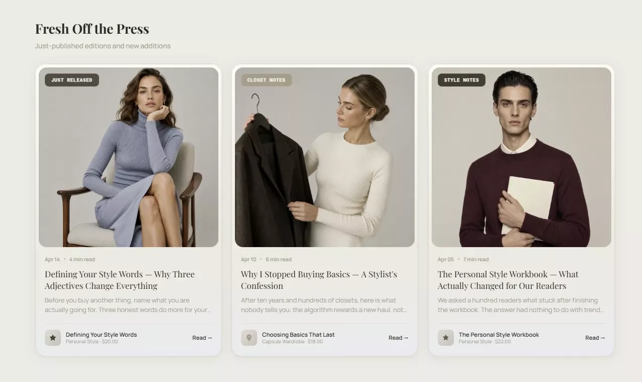 Fresh Off the Press section of the fashion and occasion style store design